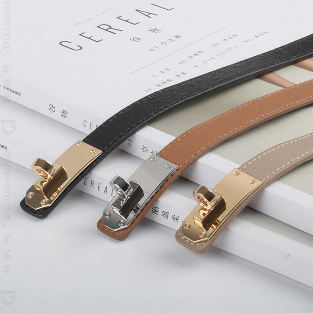 Luxury Cow Leather Women Waist Belt Slim Corset Strap Dress Shirt Belt (Caramel) V462-FB-82-03