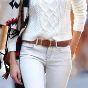 Classic Leather Belts for Women, Joyreap Genuine Leather Womens Belts with Gold Buckle (Khaki) V462-FB-83-03