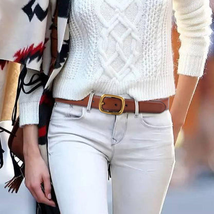 Classic Leather Belts for Women, Joyreap Genuine Leather Womens Belts with Gold Buckle (Khaki) V462-FB-83-03