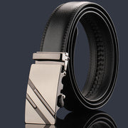 Adjustable Slide Luxury Leather Belt For Men's Automatic Buckle Ratchet Business Dress Belts (FB8502#15) V462-FB-85-02