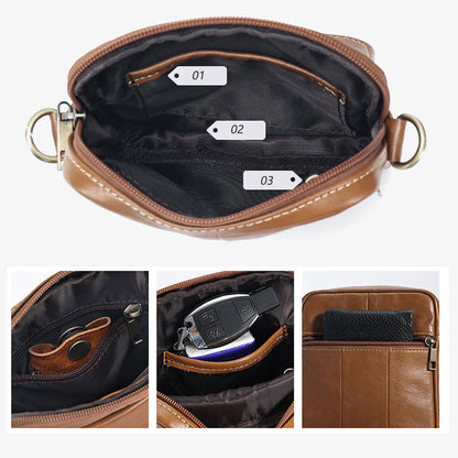 Genuine leather men's crossbody bag oiled wax leather Satchel Crossbody Bag (Brown) V462-FB-90-03