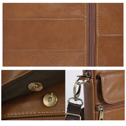 Genuine leather men's crossbody bag oiled wax leather Satchel Crossbody Bag (Brown) V462-FB-90-03