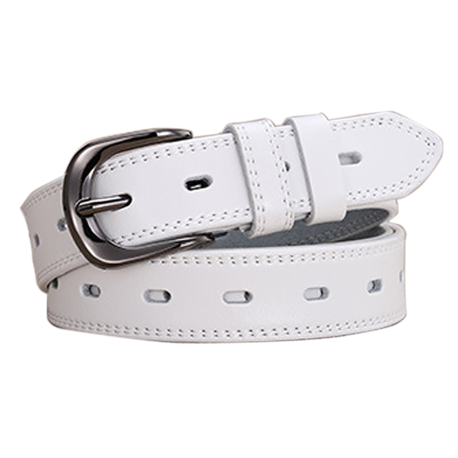 Classic Leather Belts for Women, Joyreap Genuine Leather Womens Belts Alloy Pin Buckle (White) V462-FB-95-02