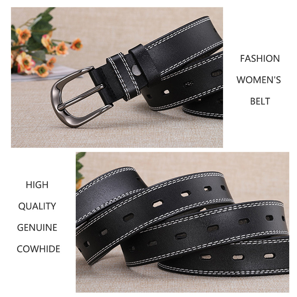 Classic Leather Belts for Women, Joyreap Genuine Leather Womens Belts Alloy Pin Buckle (White) V462-FB-95-02