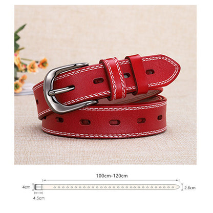 Classic Leather Belts for Women, Joyreap Genuine Leather Womens Belts Alloy Pin Buckle (White) V462-FB-95-02