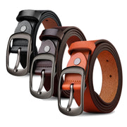 Genuine Leather 110-120CM Womens Belt Pin Buckle Top Layer Cow Leather(Brown) V462-FB-99-02