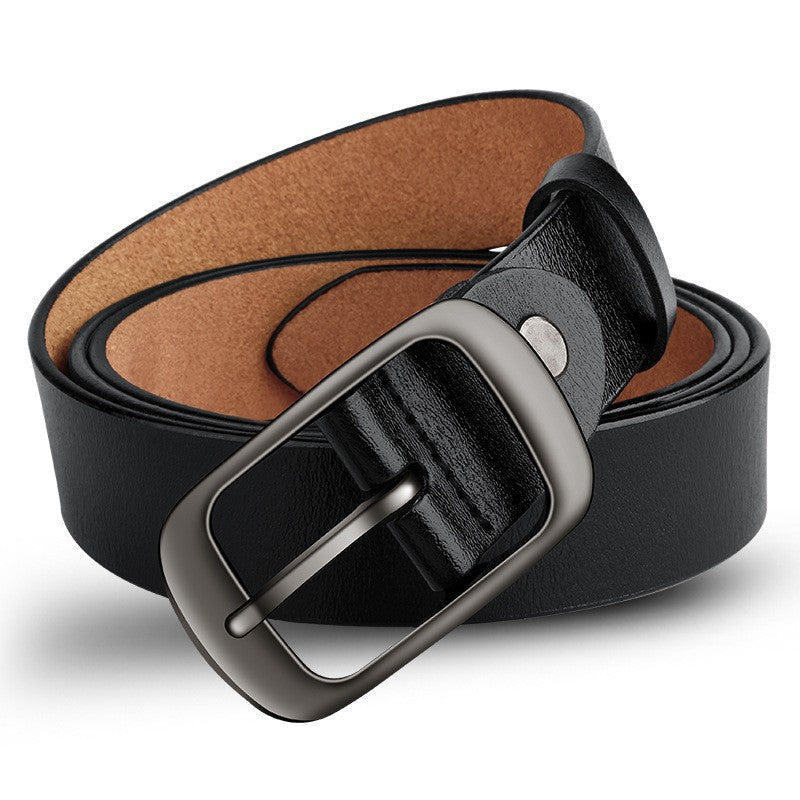 Genuine Leather 110-120CM Womens Belt Pin Buckle Top Layer Cow Leather(Brown) V462-FB-99-02