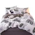 Palm Leaves Pattern Aloe Cotton Flat Sheet Quilt Cover Pillowcases 4pcs Bedding Set (King) V462-H-05-06