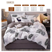 Palm Leaves Pattern Aloe Cotton Flat Sheet Quilt Cover Pillowcases 4pcs Bedding Set (King) V462-H-05-06