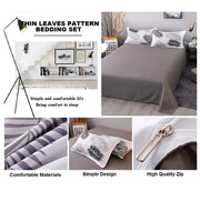 Palm Leaves Pattern Aloe Cotton Flat Sheet Quilt Cover Pillowcases 4pcs Bedding Set (King) V462-H-05-06