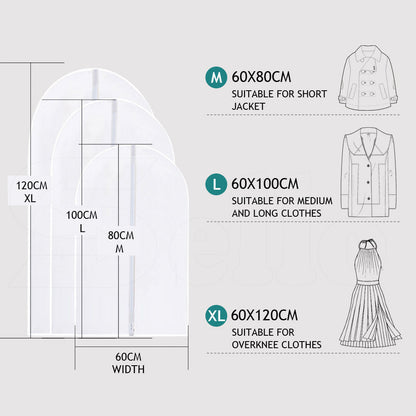 6Pcs Suit Dress Clothing Dust Cover Bag Jacket Wardrobe Storage Coat Protector (2M+2L+2XL) V462-H-07-01