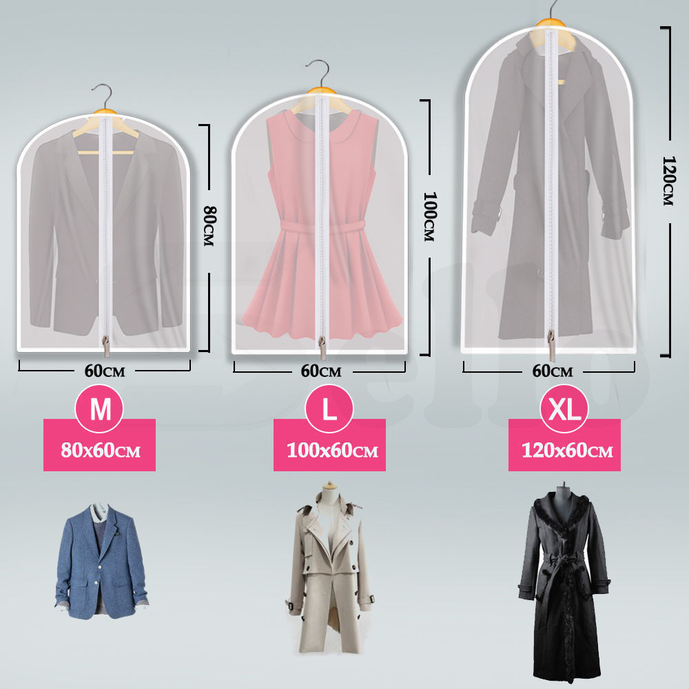 6Pcs Suit Dress Clothing Dust Cover Bag Jacket Wardrobe Storage Coat Protector (2M+2L+2XL) V462-H-07-01