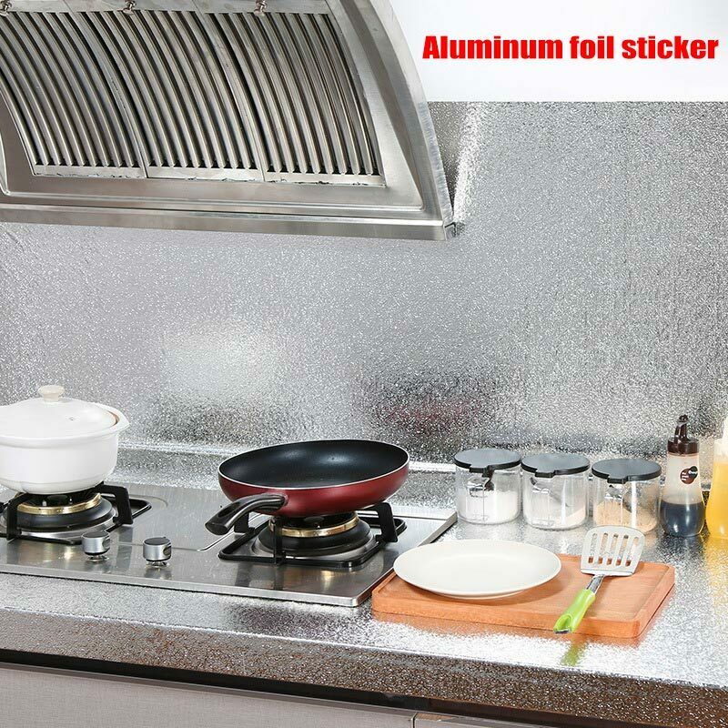 Aluminum Foil Sticker Self Adhesive Oil-proof Waterproof Kitchen Cabinet Wall(60*500cm) V462-H-12-04
