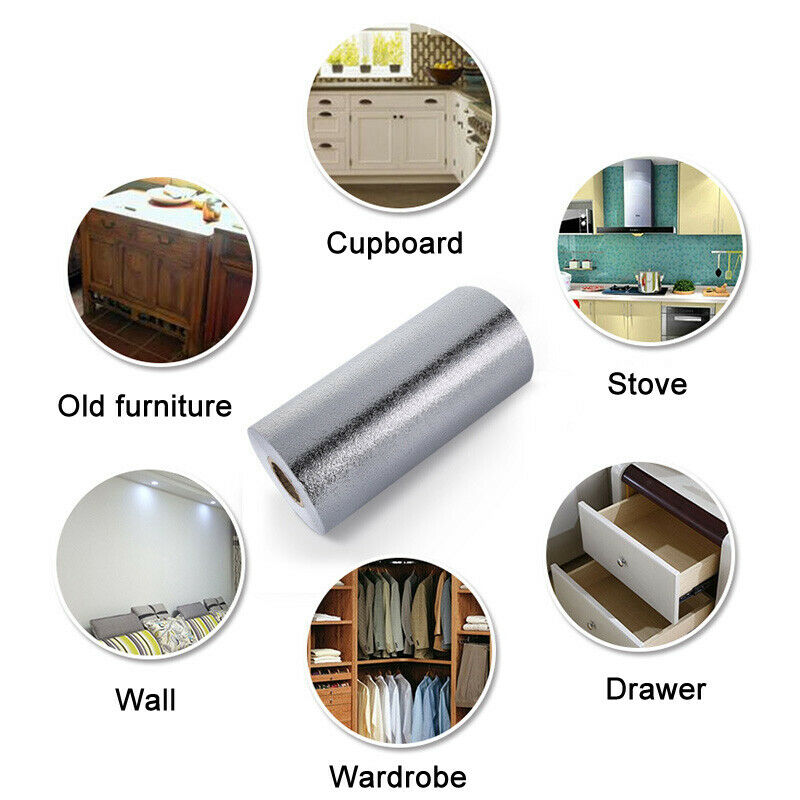 Aluminum Foil Sticker Self Adhesive Oil-proof Waterproof Kitchen Cabinet Wall(60*500cm) V462-H-12-04