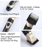 USB Charged pet shaver Cordless Clipper Pet Gromming Kit 4 Different Size Combs V462-H-13-01