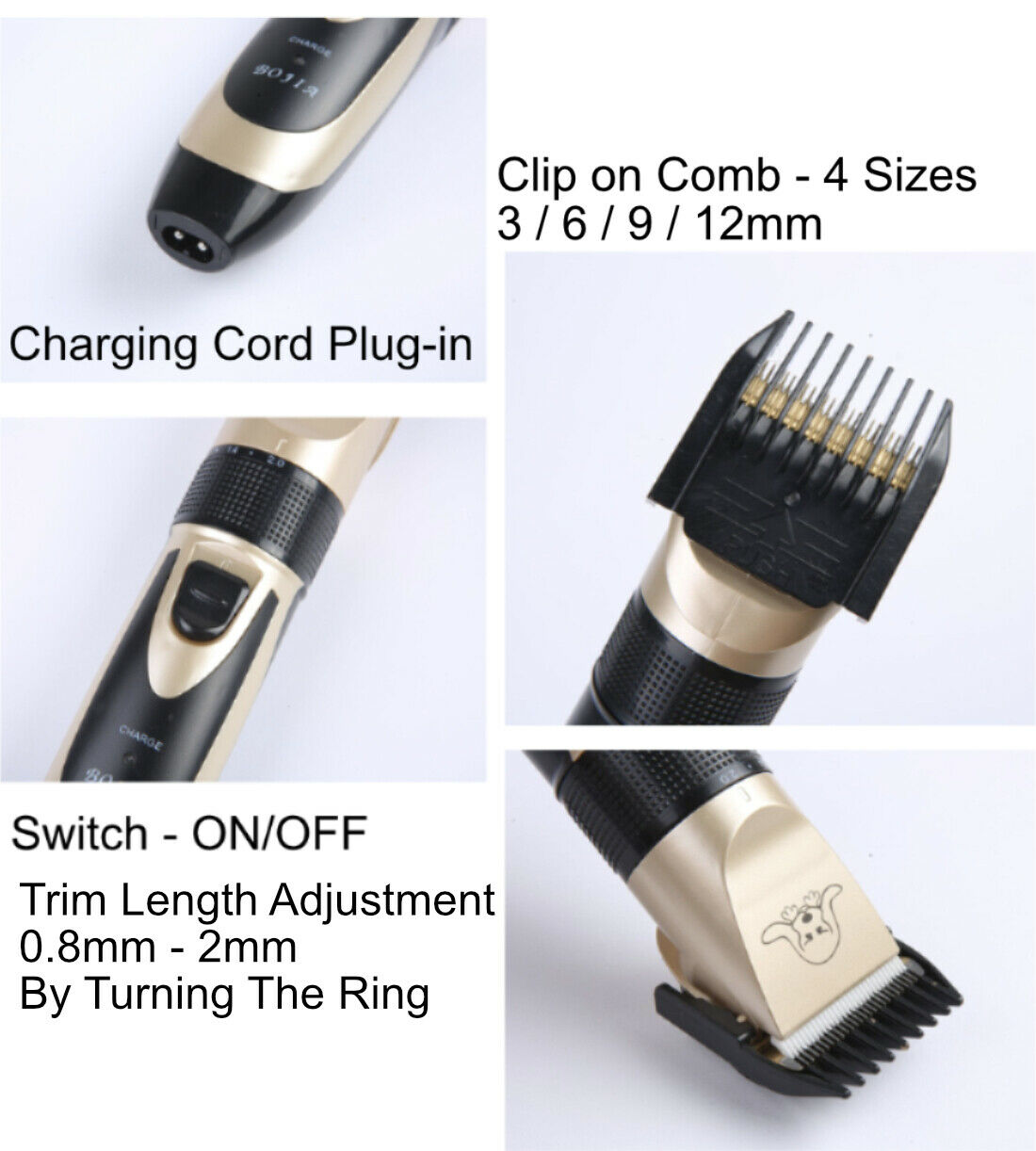 USB Charged pet shaver Cordless Clipper Pet Gromming Kit 4 Different Size Combs V462-H-13-01