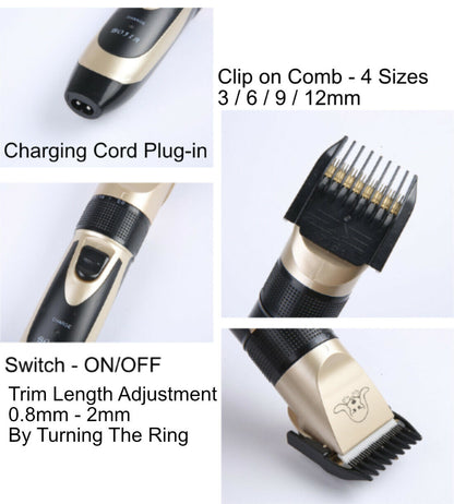 USB Charged pet shaver Cordless Clipper Pet Gromming Kit 4 Different Size Combs V462-H-13-01