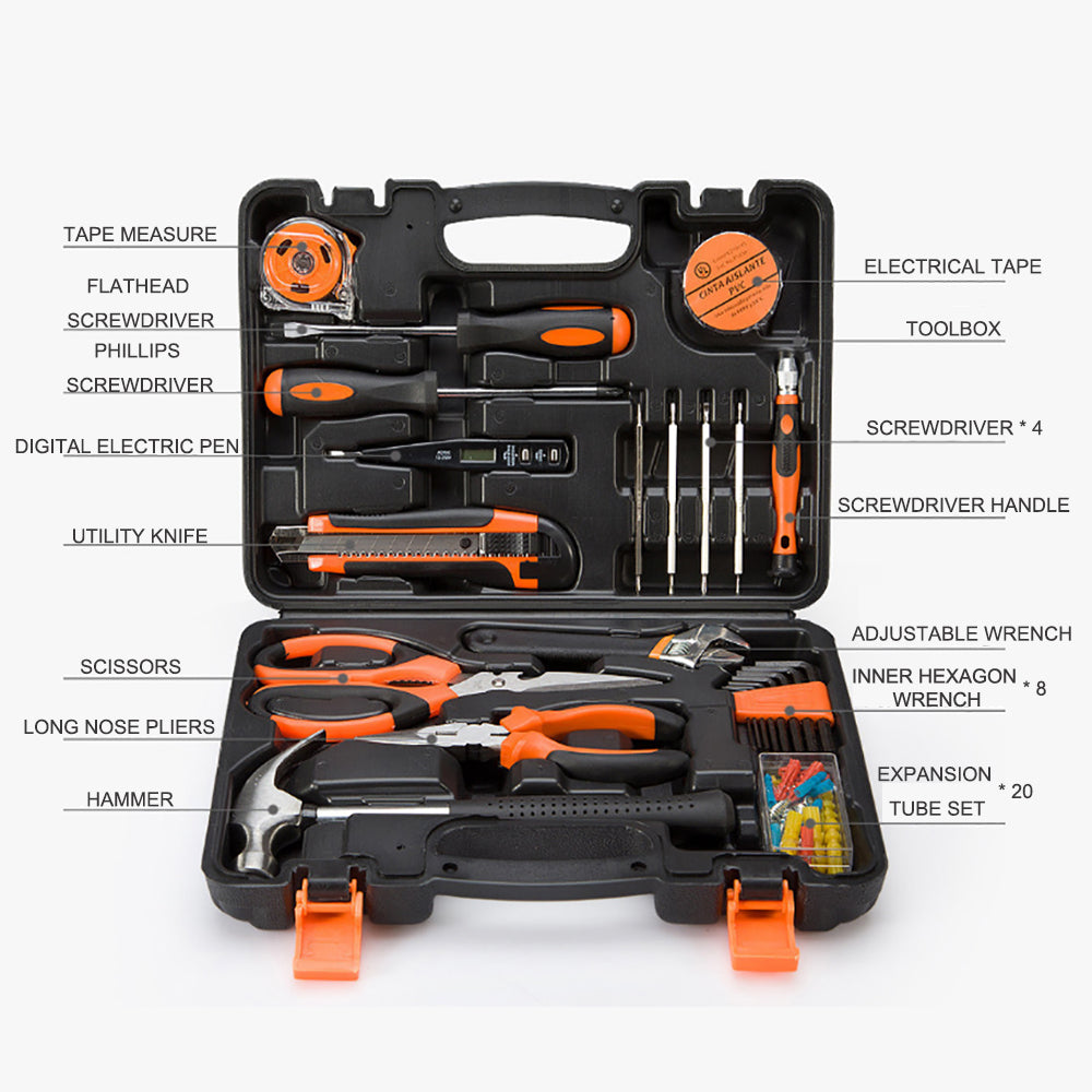 45 Pcs Household Hand Tools Set Hand Tool Kit for Home Office Car Repair Tools V462-H-21-01