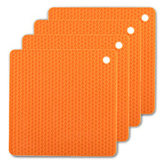 4 Pack Multi Purpose Silicone Insulation Mat Heat-Resistant Dishes Pads(Orange) V462-H-67-02