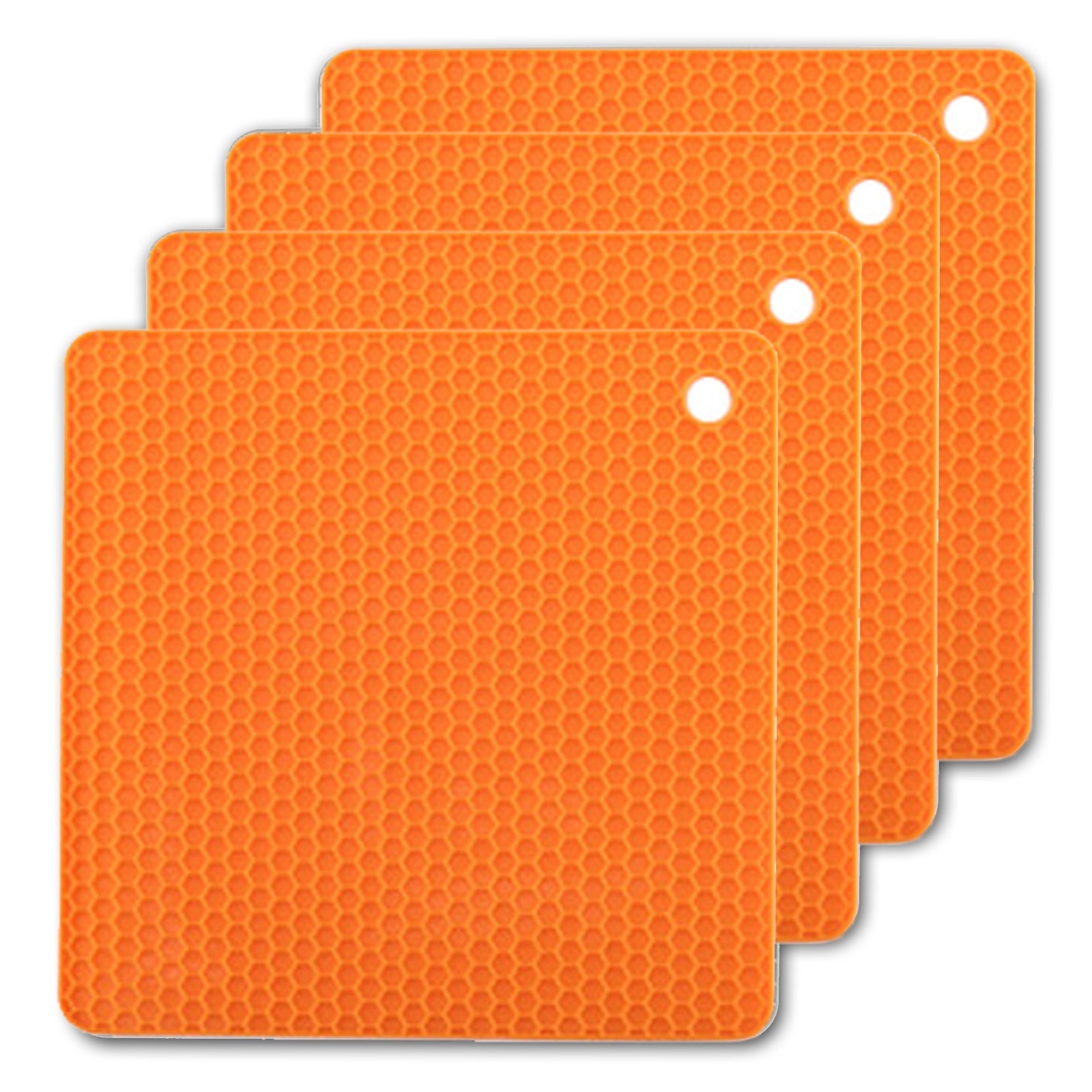 4 Pack Multi Purpose Silicone Insulation Mat Heat-Resistant Dishes Pads(Orange) V462-H-67-02