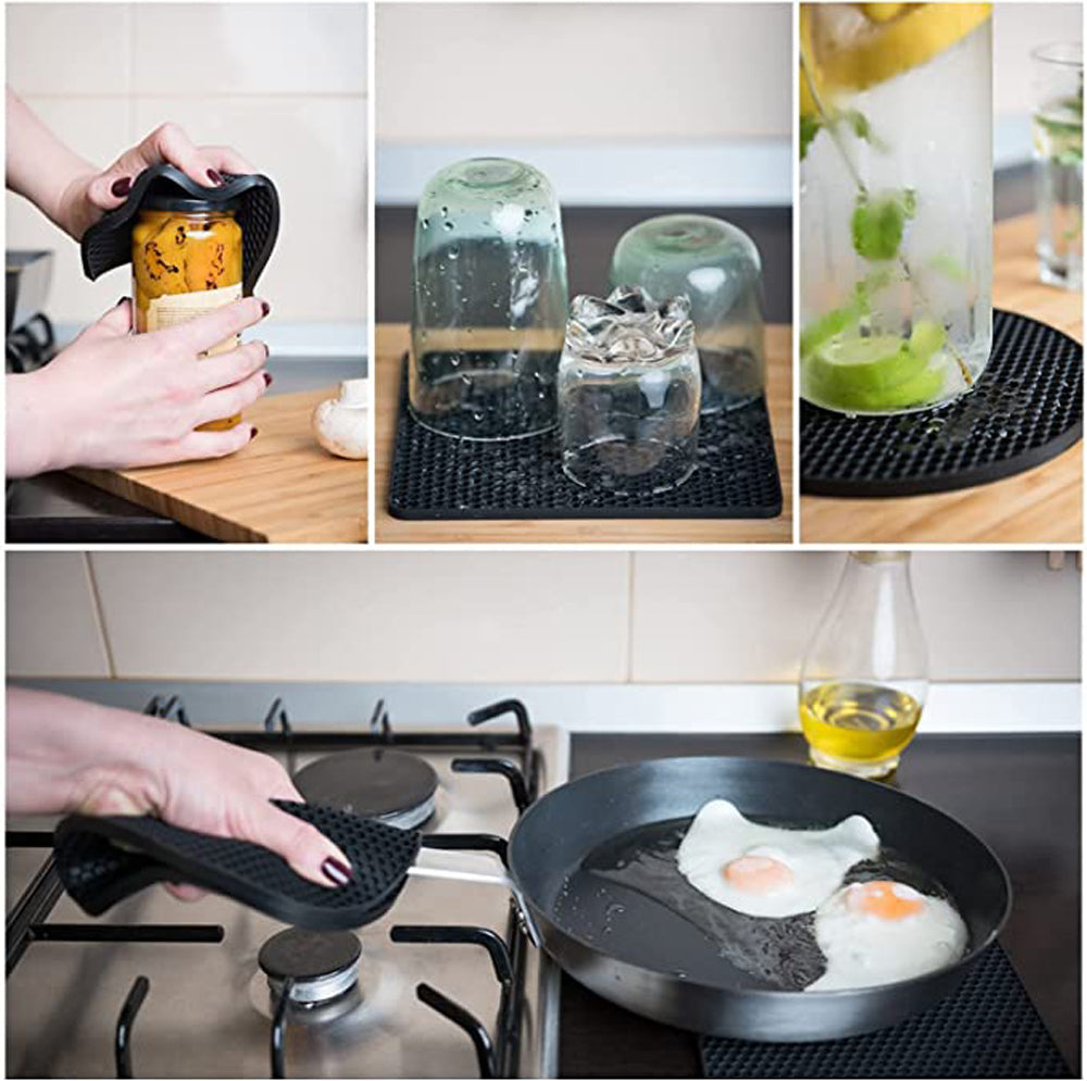 4 Pack Multi Purpose Silicone Insulation Mat Heat-Resistant Dishes Pads(Orange) V462-H-67-02