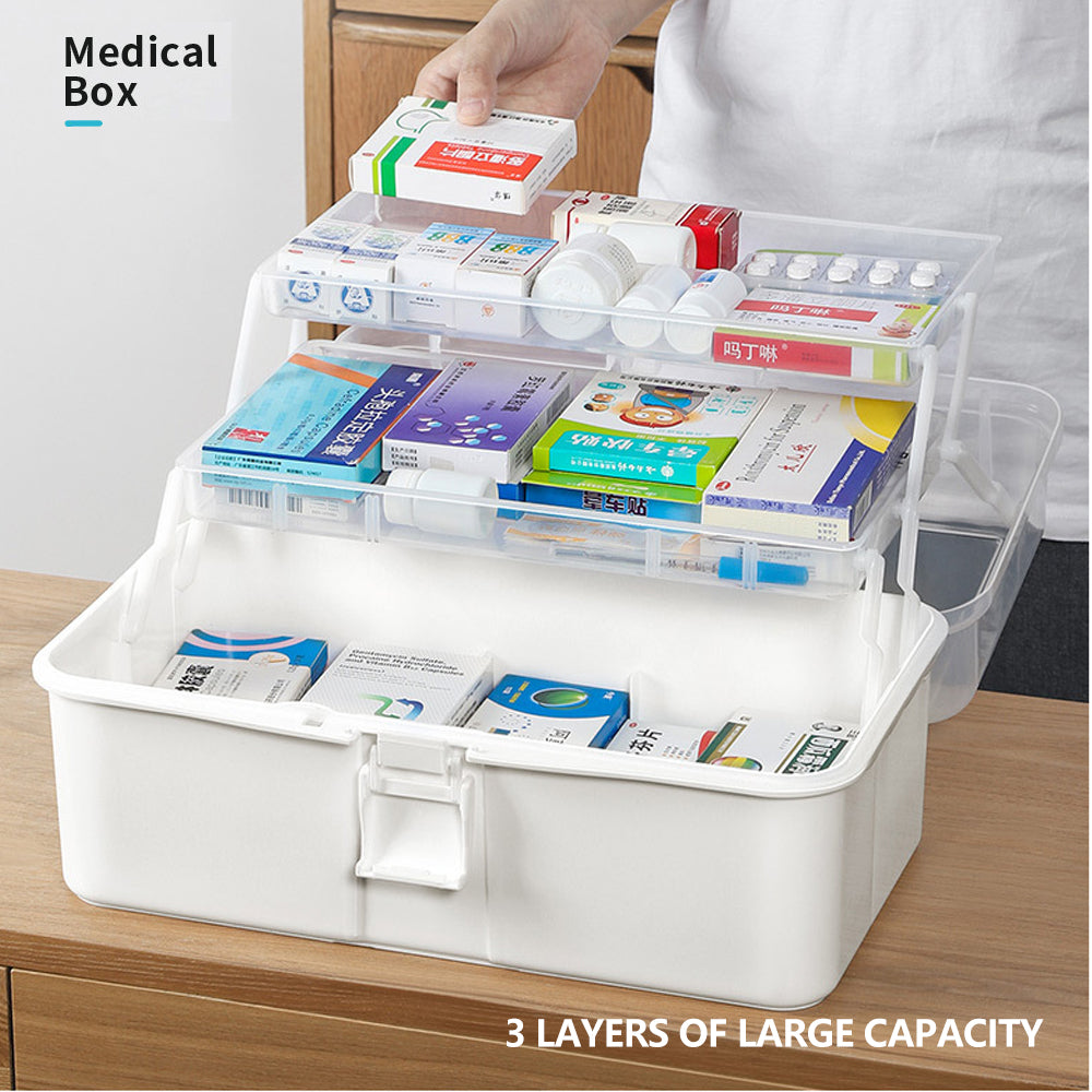 3 Layers Large Portable First Aid Kit Emergency Medical Storage Medicine Organizer V462-HG-104-01