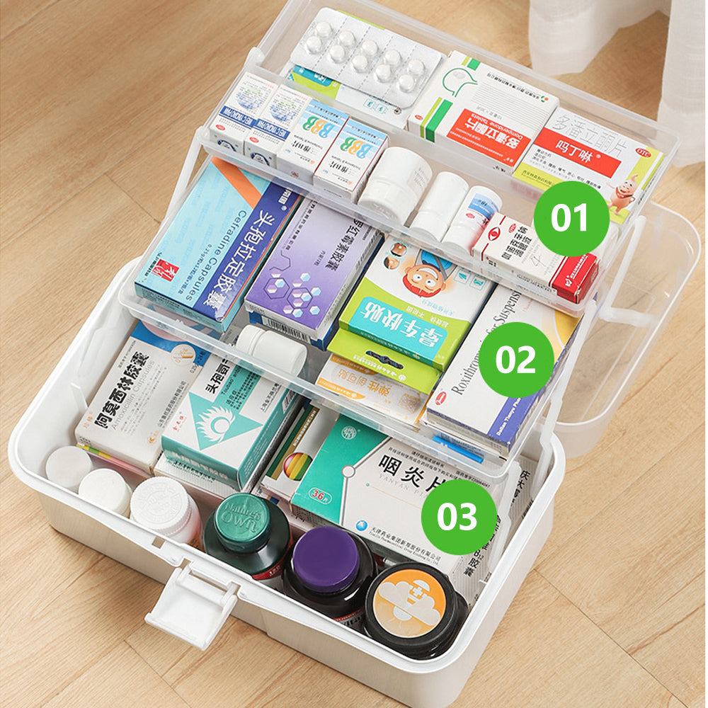 3 Layers Large Portable First Aid Kit Emergency Medical Storage Medicine Organizer V462-HG-104-01