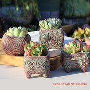 4/5/6 Pots Set Ceramic Clay Pottery Pots Succulent Flower Planter Draining Hole(Style 02# 4 Pots Set) V462-HG-108-02