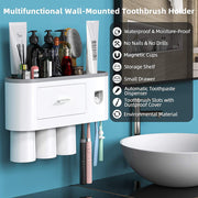 Toothbrush Holders with 3-4 Cups Automatic Toothpaste Dispenser Kit(4 Cups 2 Drawer) V462-HG-117-02