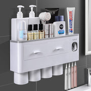 Toothbrush Holders with 3-4 Cups Automatic Toothpaste Dispenser Kit(4 Cups 2 Drawer) V462-HG-117-02
