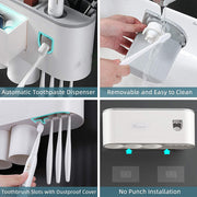 Toothbrush Holders with 3-4 Cups Automatic Toothpaste Dispenser Kit(4 Cups 2 Drawer) V462-HG-117-02