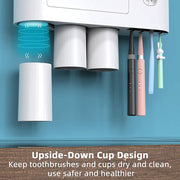 Toothbrush Holders with 3-4 Cups Automatic Toothpaste Dispenser Kit(4 Cups 2 Drawer) V462-HG-117-02