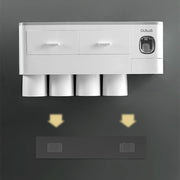 Toothbrush Holders with 3-4 Cups Automatic Toothpaste Dispenser Kit(4 Cups 2 Drawer) V462-HG-117-02