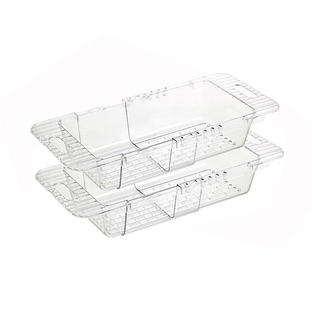 2 Pack Retractable Dish Drying Rack Basket Drainer Over The Sink(Clear) V462-HG-133-01