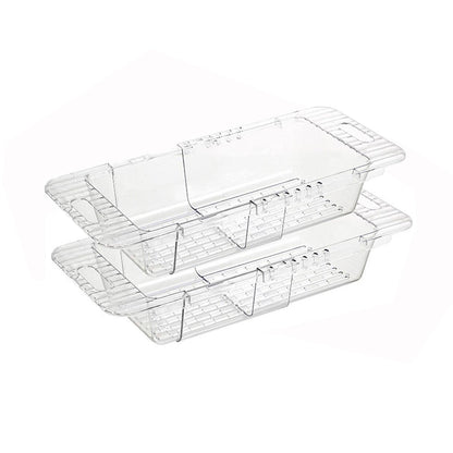 2 Pack Retractable Dish Drying Rack Basket Drainer Over The Sink(Clear) V462-HG-133-01