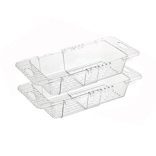 2 Pack Retractable Dish Drying Rack Basket Drainer Over The Sink(Clear) V462-HG-133-01