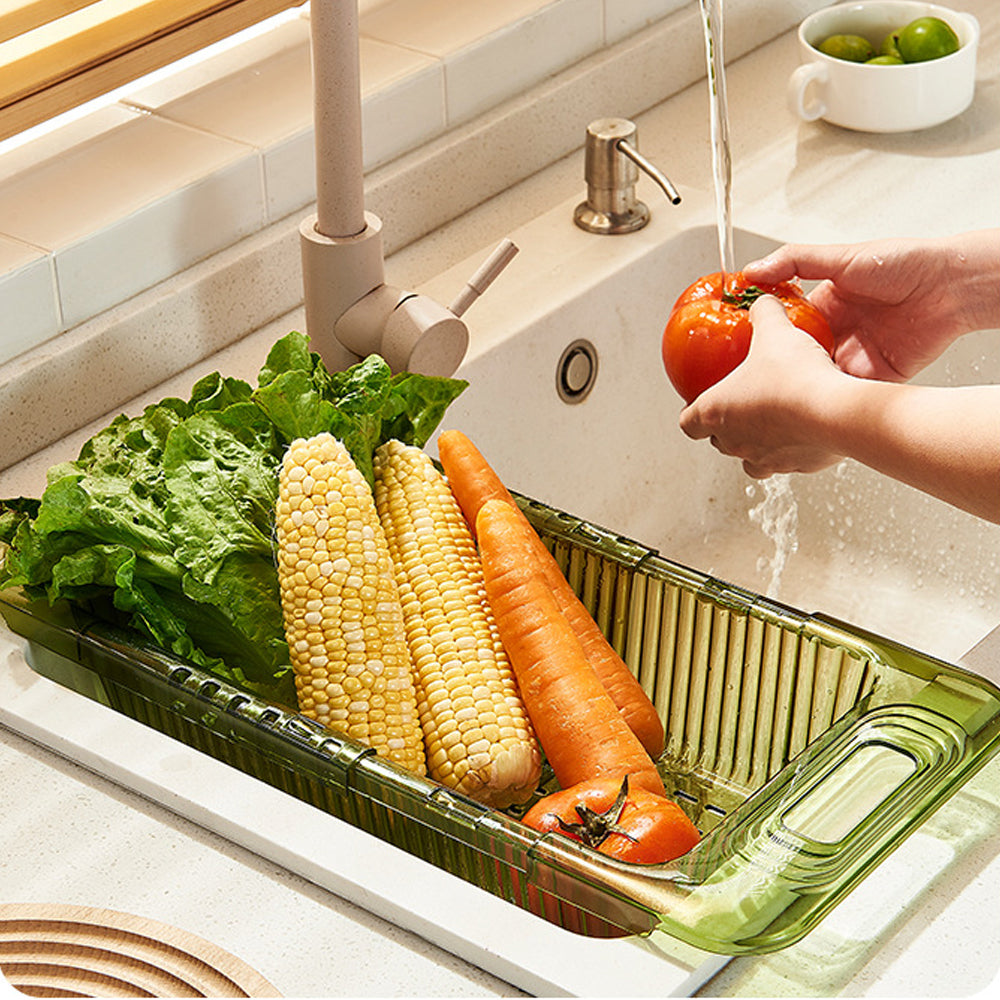 2 Pack Retractable Dish Drying Rack Basket Drainer Over The Sink(Clear) V462-HG-133-01