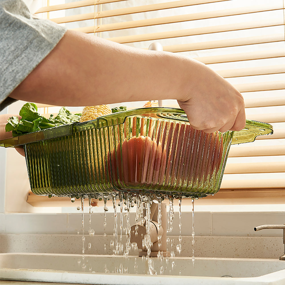 2 Pack Retractable Dish Drying Rack Basket Drainer Over The Sink(Clear) V462-HG-133-01