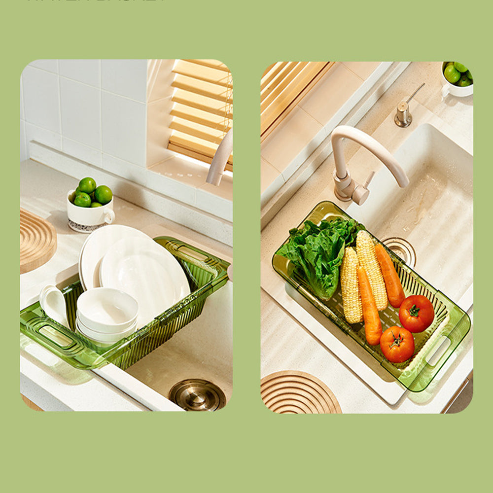 2 Pack Retractable Dish Drying Rack Basket Drainer Over The Sink(Clear) V462-HG-133-01