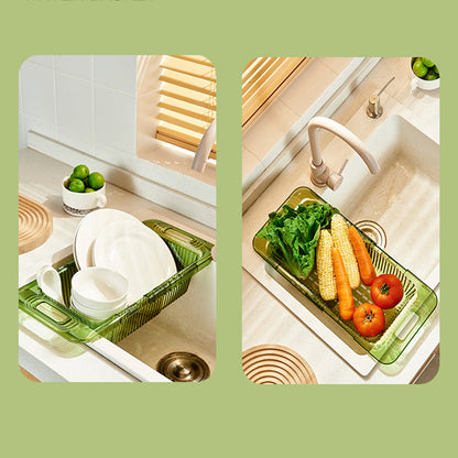 2 Pack Retractable Dish Drying Rack Basket Drainer Over The Sink(Clear) V462-HG-133-01