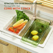 2 Pack Retractable Dish Drying Rack Basket Drainer Over The Sink(Green) V462-HG-133-02