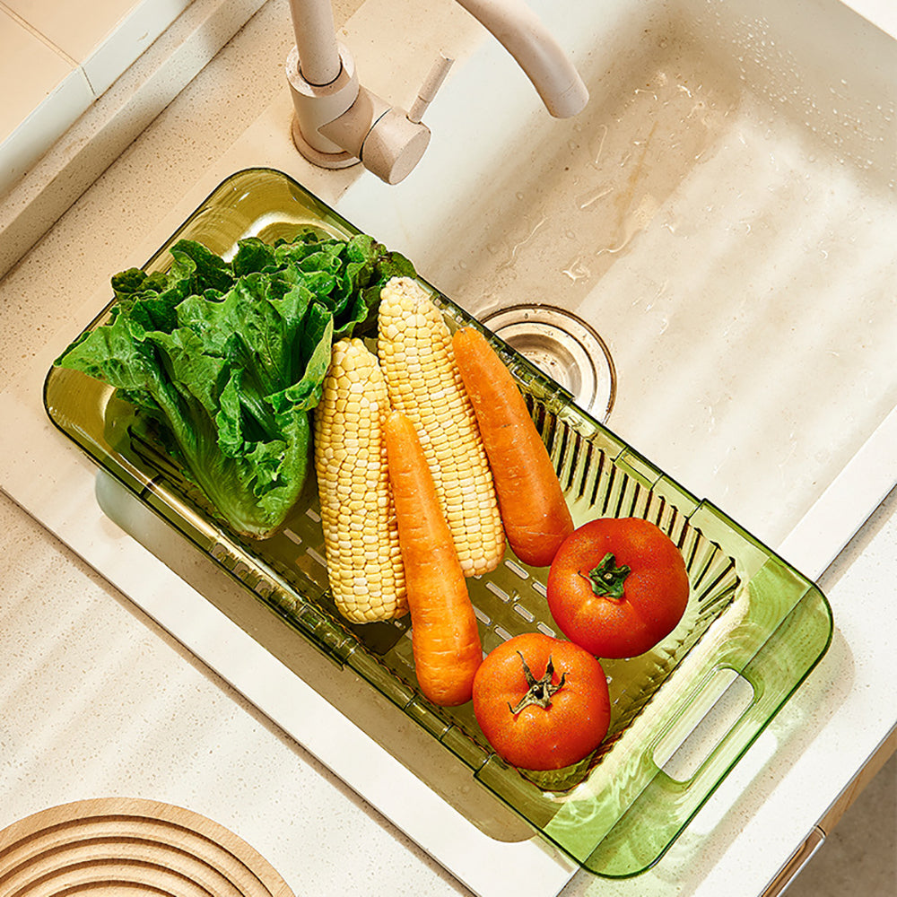 2 Pack Retractable Dish Drying Rack Basket Drainer Over The Sink(Green) V462-HG-133-02
