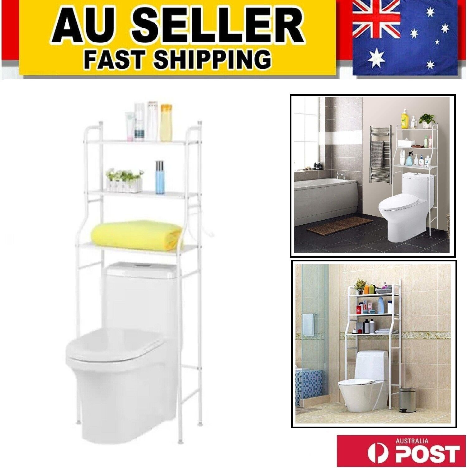 3 Tier Toilet Shelf Rack Over Laundry Bathroom Washing Machine Storage Shelves Stand V462-HG-146-01