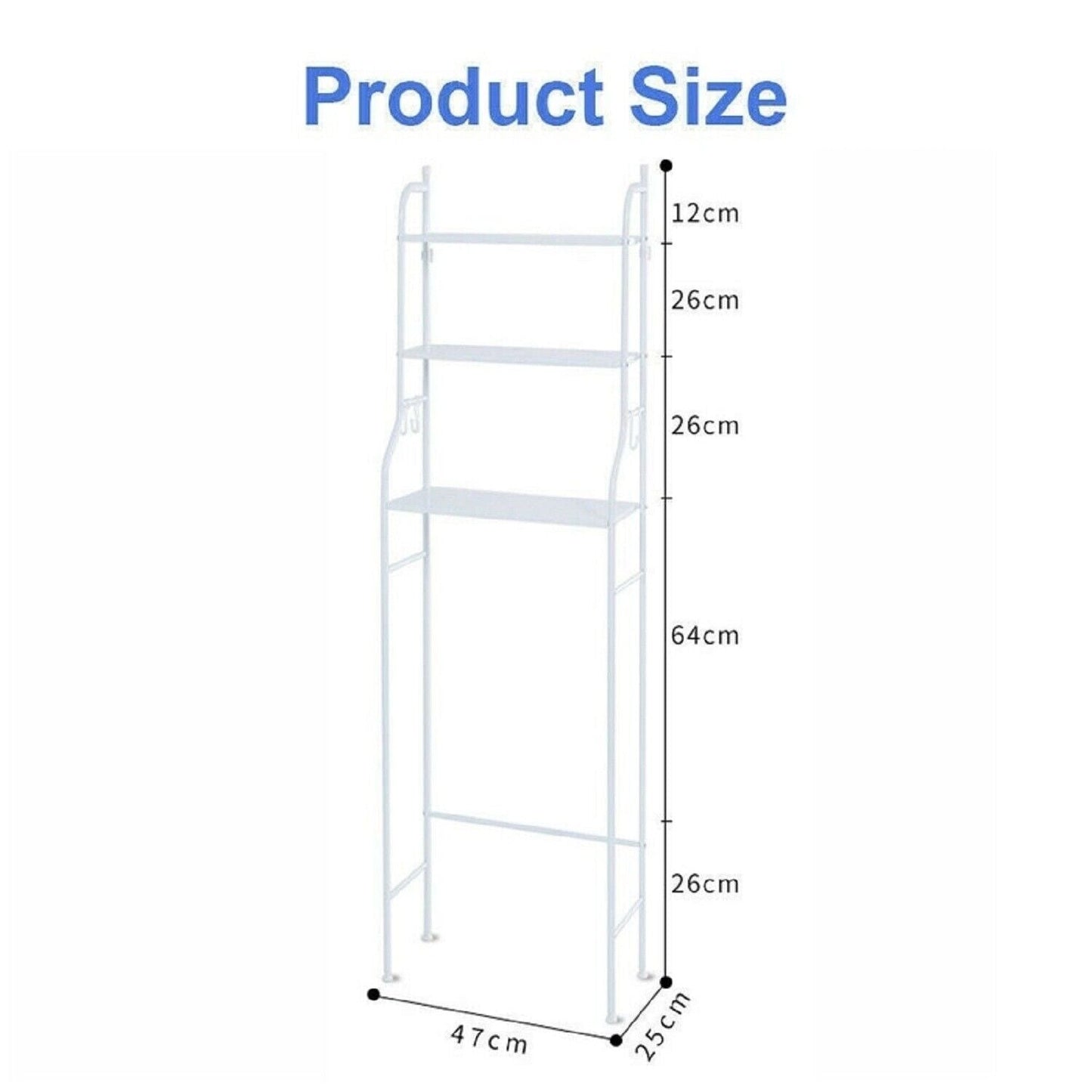 3 Tier Toilet Shelf Rack Over Laundry Bathroom Washing Machine Storage Shelves Stand V462-HG-146-01