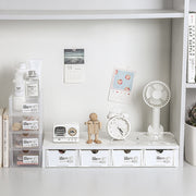 4 Pcs Set Stackable Desktop storage Box Drawer Transparent Plastic Stationery Cosmetic Organizer Box(White) V462-HG-150-01