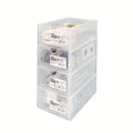 4 Pcs Set Stackable Desktop storage Box Drawer Transparent Plastic Stationery Cosmetic Organizer Box(Clear) V462-HG-150-02