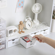4 Pcs Set Stackable Desktop storage Box Drawer Transparent Plastic Stationery Cosmetic Organizer Box(Clear) V462-HG-150-02