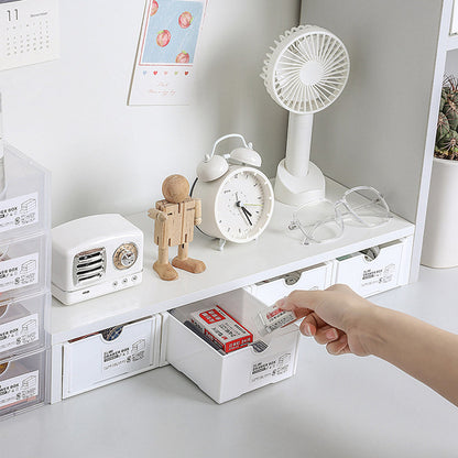 4 Pcs Set Stackable Desktop storage Box Drawer Transparent Plastic Stationery Cosmetic Organizer Box(Clear) V462-HG-150-02