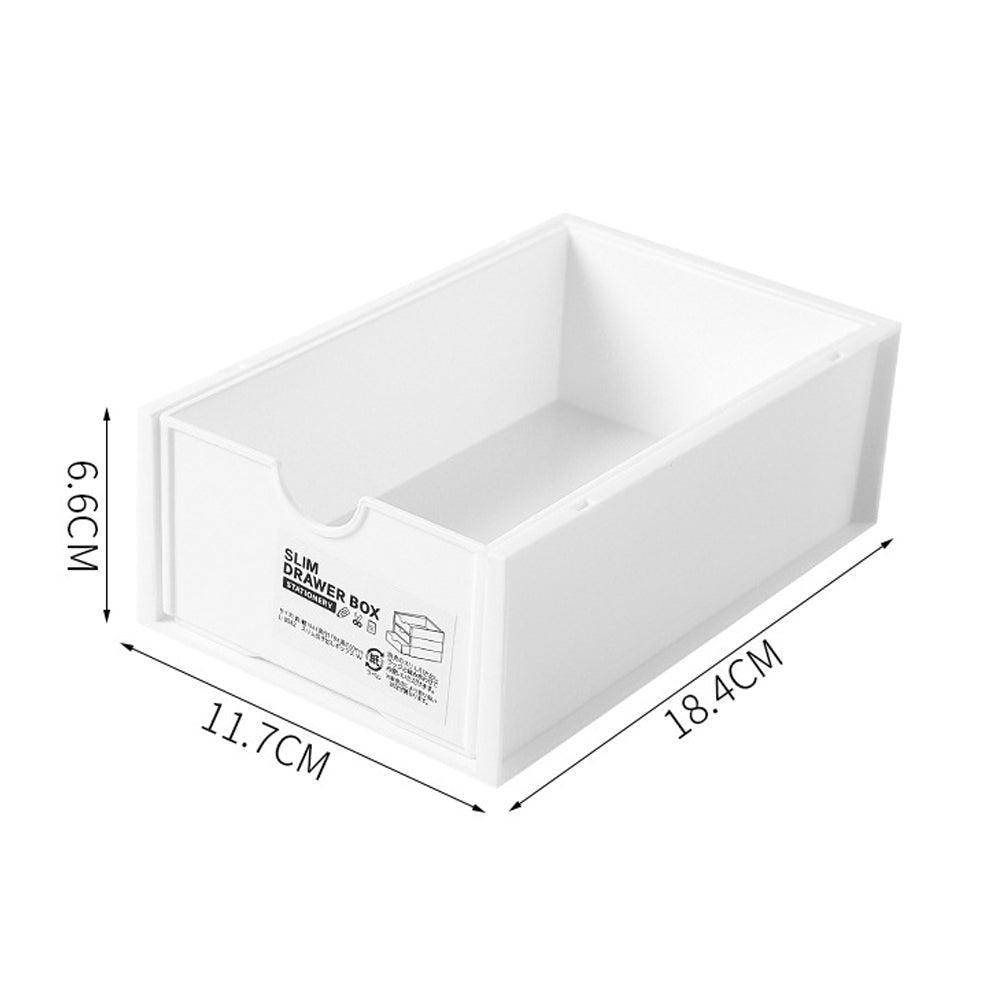 4 Pcs Set Stackable Desktop storage Box Drawer Transparent Plastic Stationery Cosmetic Organizer Box(Clear) V462-HG-150-02