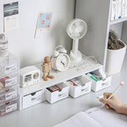 4 Pcs Set Stackable Desktop storage Box Drawer Transparent Plastic Stationery Cosmetic Organizer Box(Clear) V462-HG-150-02